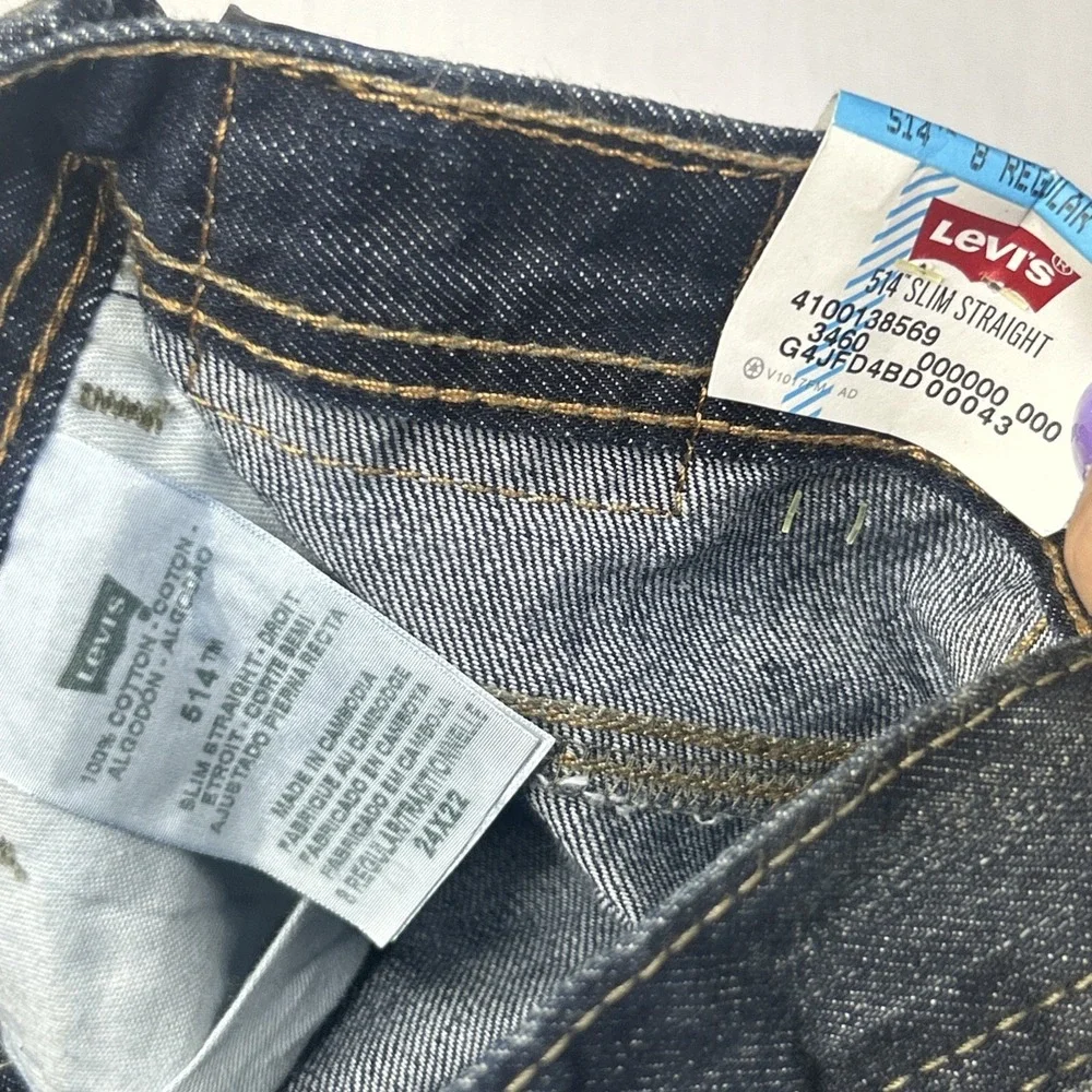 Levis‎ 514 Slim Straight Leg Jeans Boys 8 24x22 Regular Dark Wash Zipper Pocket